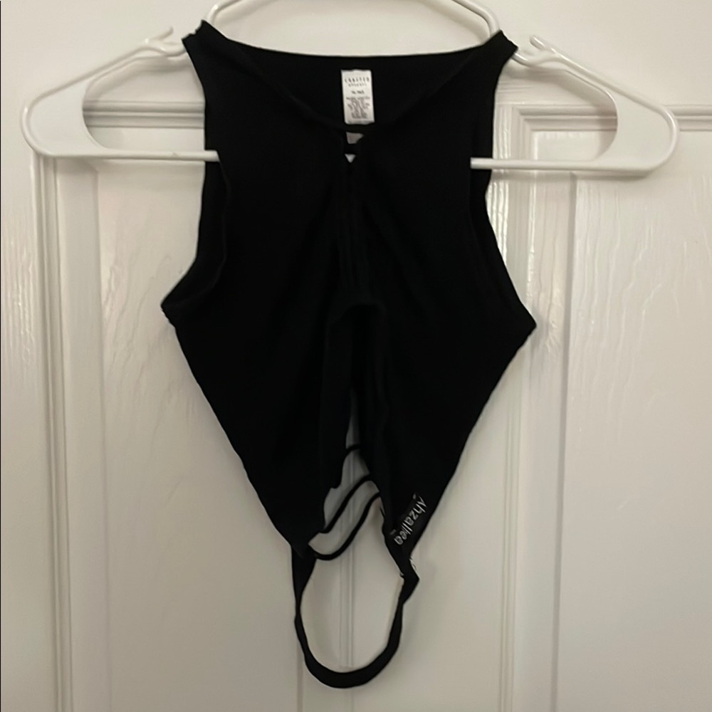 Ahzalhea black slitweave crop top